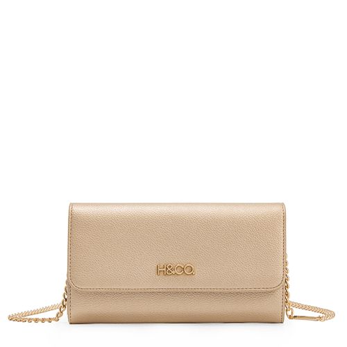 Cartera crossbody H&Co color dorado para mujer