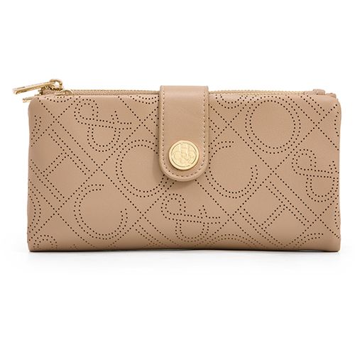 Billetera flap H&Co color café para mujer