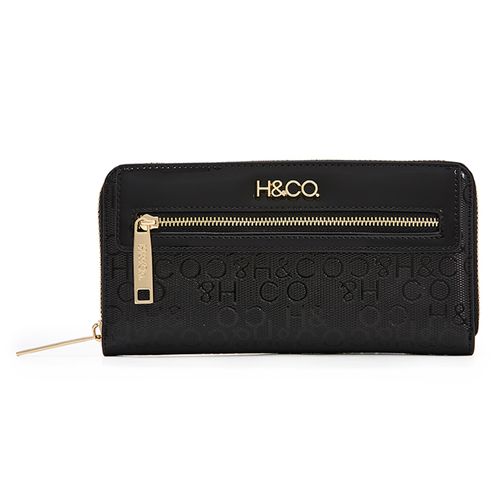 Billetera zip around H&Co color negro para mujer