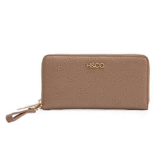 Billetera zip around H&Co color café para mujer