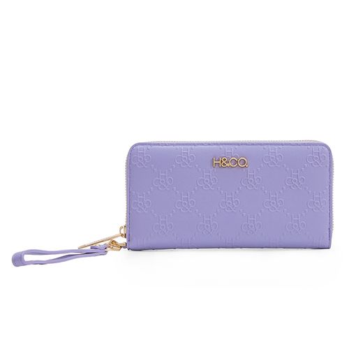 Billetera zip around H&Co color morado para mujer