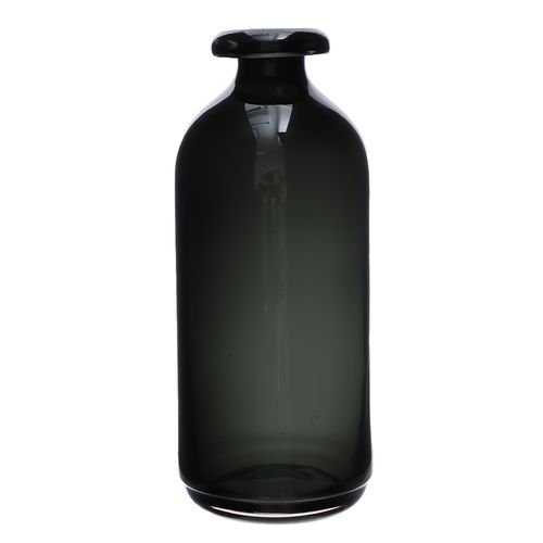 Jarron decorativo de vidrio gris 10x25cm
