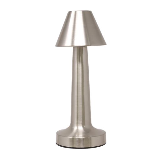 Lampara de mesa usb led plateada metálica 24x9cm