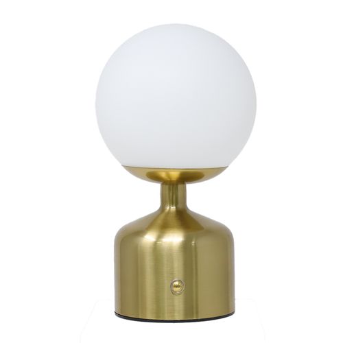 Lámpara de mesa LED USB base esférica de metal dorado 21x11cm