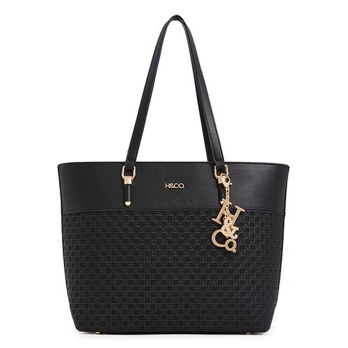 Cartera tote H&Co Aili color negro para mujer