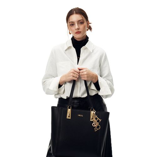 Cartera tote H&Co Aina color negro para mujer