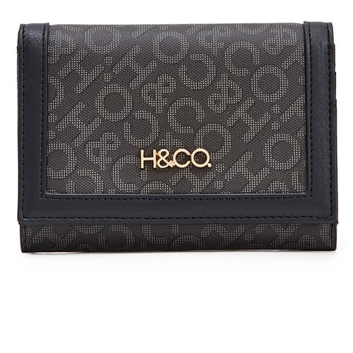 Billetera flap H&Co color negro para mujer