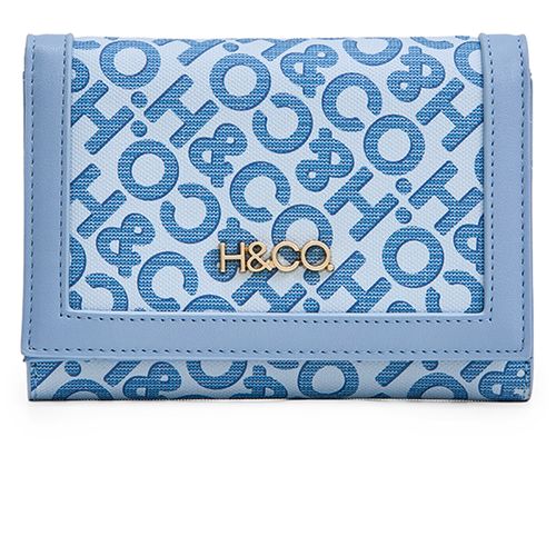Billetera flap H&Co color azul para mujer