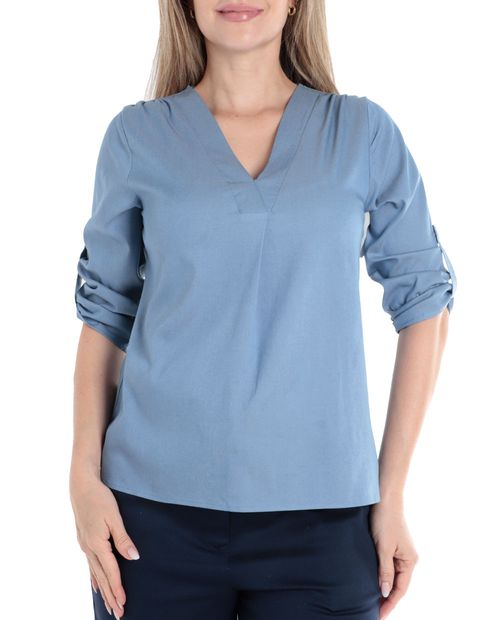 Blusa formal valiente con mangas enrolladas para mujer