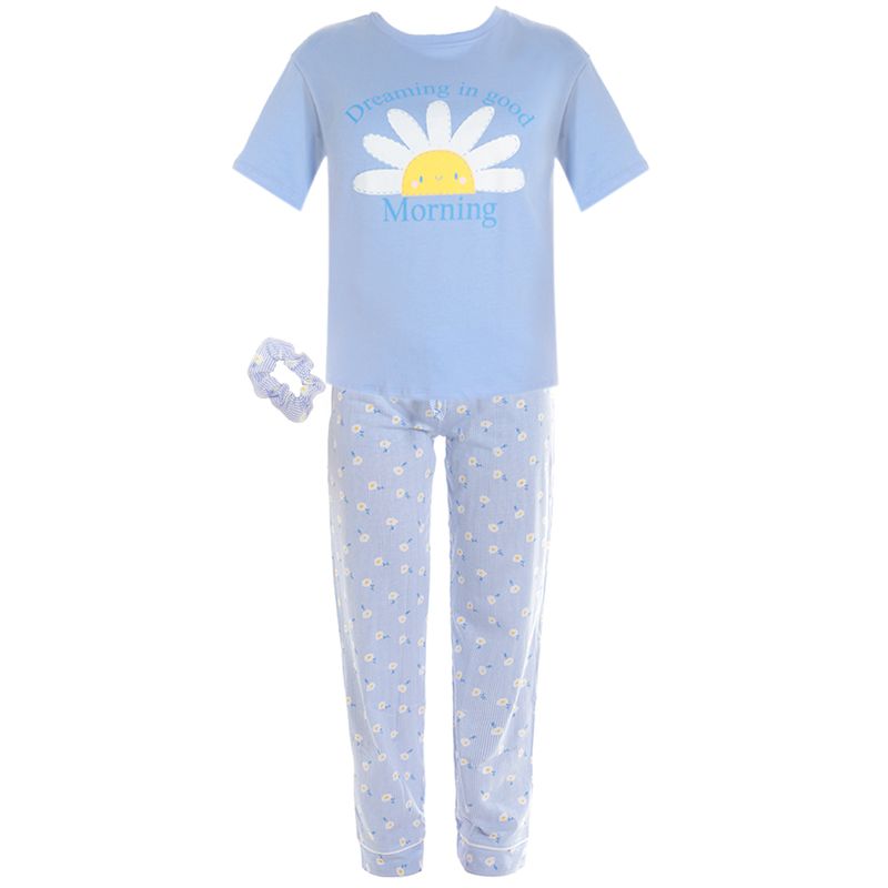 Pijama-de-2-piezas-celeste-con-estampado-de-flores-para-niña-104752305