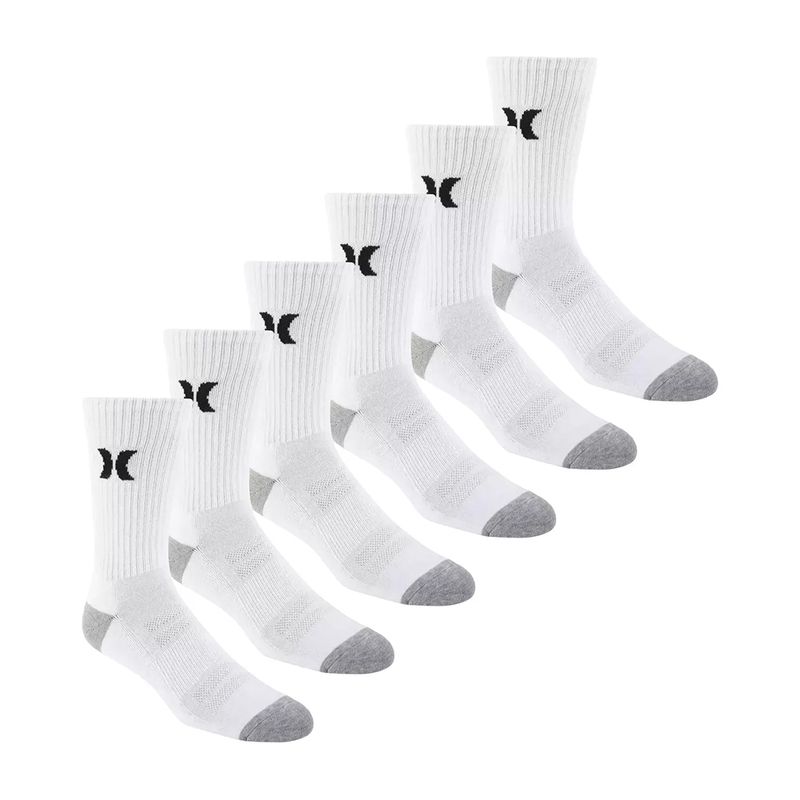 104810492-Pack-de-6-pares-de-calcetines-Hurley-crew-blancos-texturizados-para-hombre