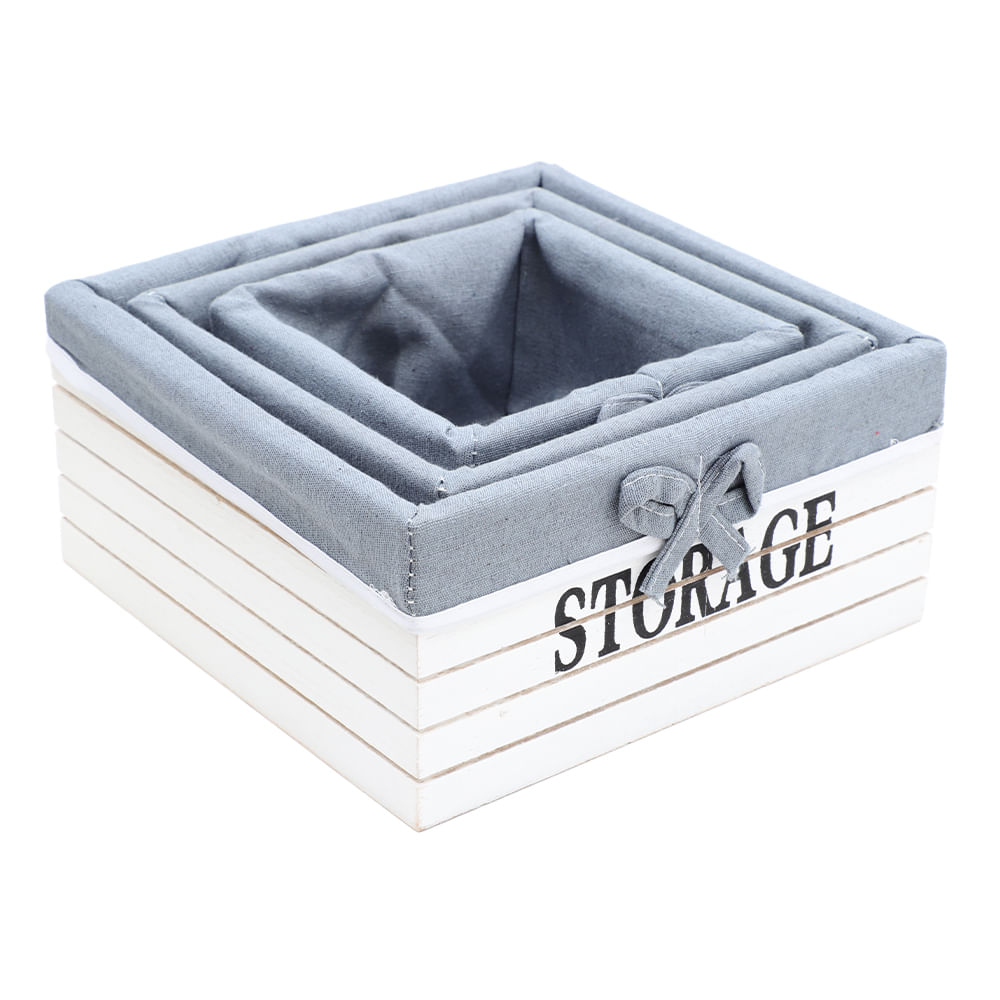 SET 3 CESTAS CUADRADAS LEMONS - 3er Set Quadratische Körbe Zitronen Design