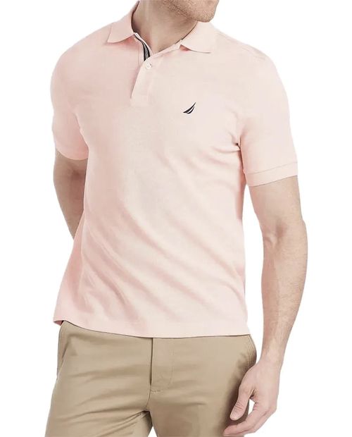 Camisa polo Nautica slim fit rosada sólida para hombre