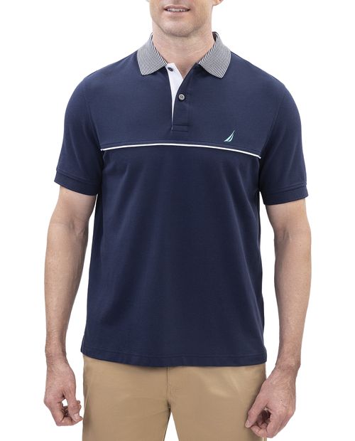Camisa polo Nautica regular fit azul navy sólida para hombre