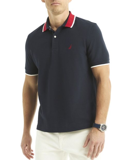 Polo texturizado azul marino de corte clásico de Nautica para hombre