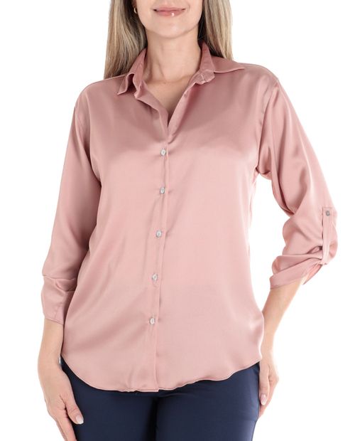 Blusa Marcella camisera manga roll up para mujer