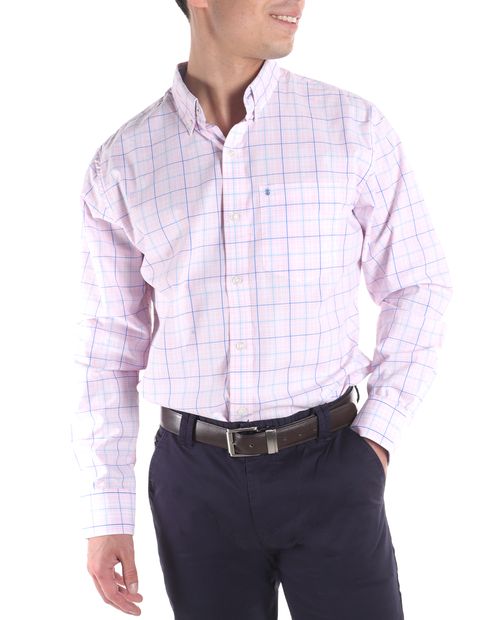 Camisa casual Izod rosada cuadriculada para hombre
