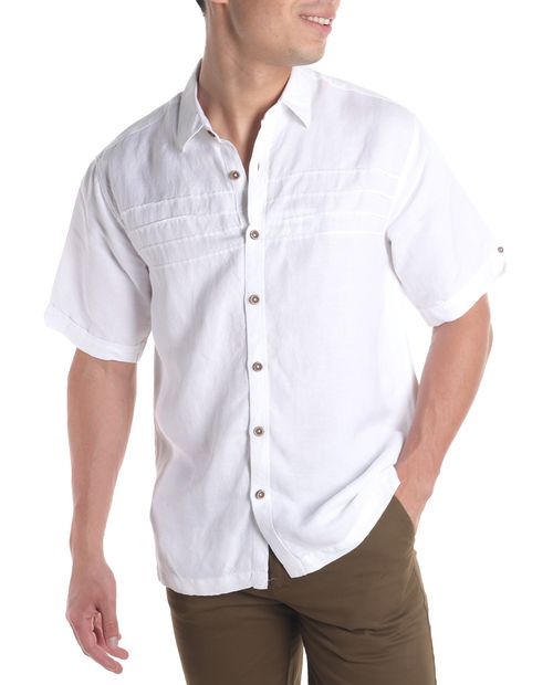 Camisa guayabera Cubavera blanca texturizada para hombre