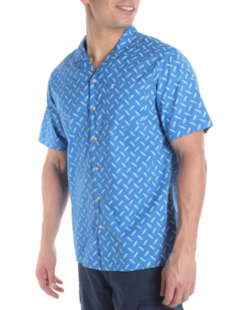 Camisa casual Izod azul mini print hojas para hombre
