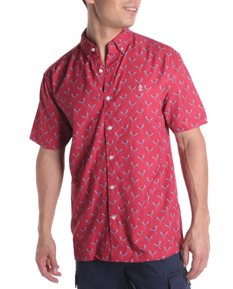 104806804-Camisa-casual-Izod-roja-mini-print-pajaros-para-hombre