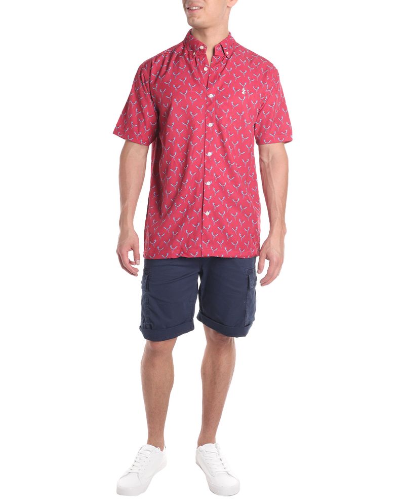 104806804-Camisa-casual-Izod-roja-mini-print-pajaros-para-hombre