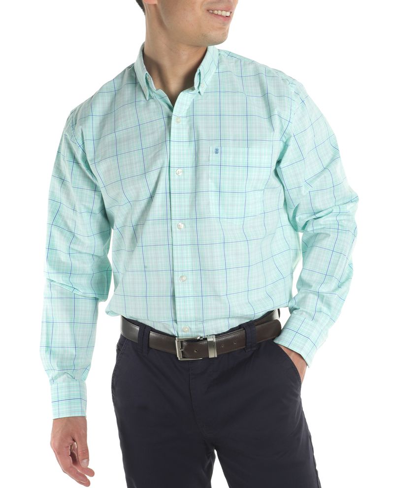 104806824-Camisa-casual-Izod-verde-claro-cuadriculada-para-hombre