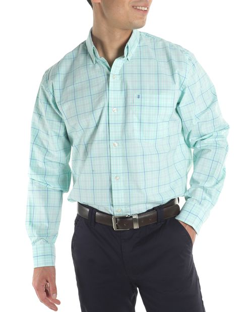 Camisa casual Izod verde claro cuadriculada para hombre