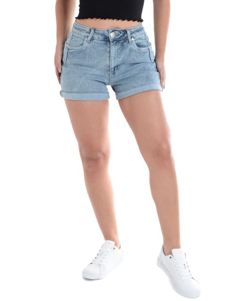 Short Unexpected denim lavado claro de cintura alta para mujer