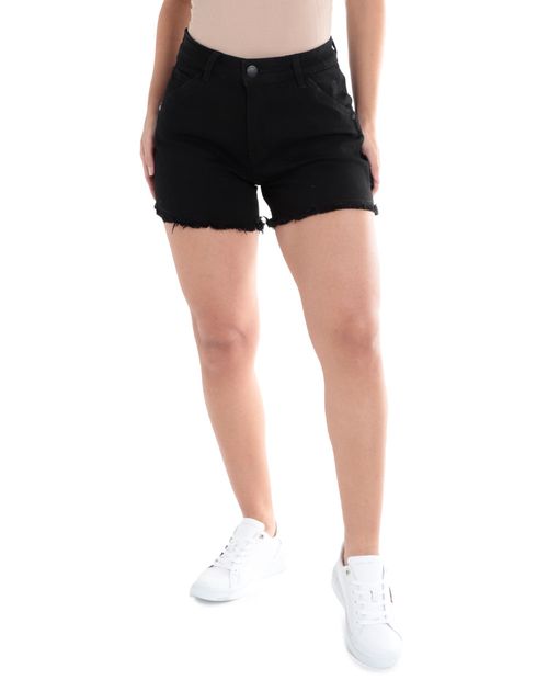 Short Unexpected denim negro cintura alta para mujer