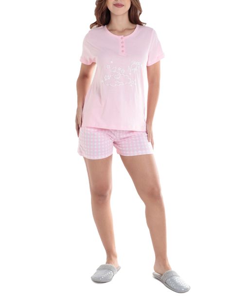 Pijama con short Sabrina estampada para mujer