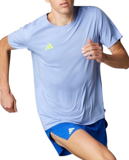 Camiseta deportiva Adidas Adizero Essentials celeste sólida para hombre