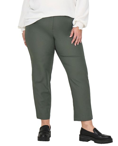 Pantalón Only Carmakoma clásico verde olivo de cintura alta para mujer