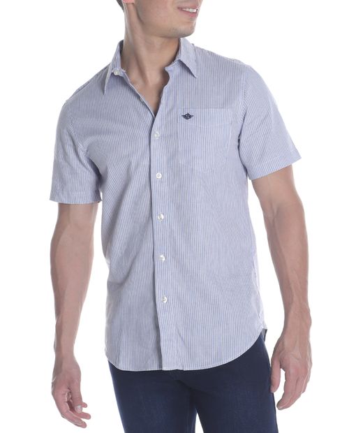 Camisa casual Dockers celeste rayada para hombre
