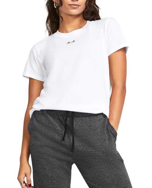 Camiseta deportiva Under Armour Rival Core blanca sólida para mujer