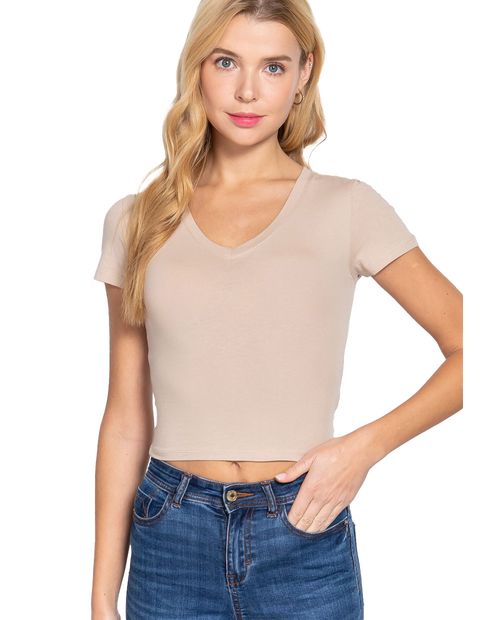 Blusa Active Basic crop top manga corta para mujer