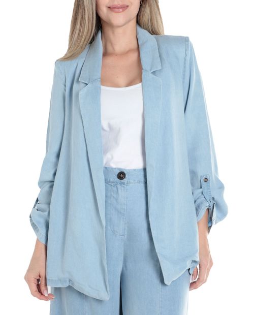 Blazer Unexpected celeste mangas roll up para mujer