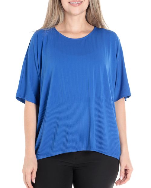 Blusa Nicolle casual azul mangas 3/4 para mujer