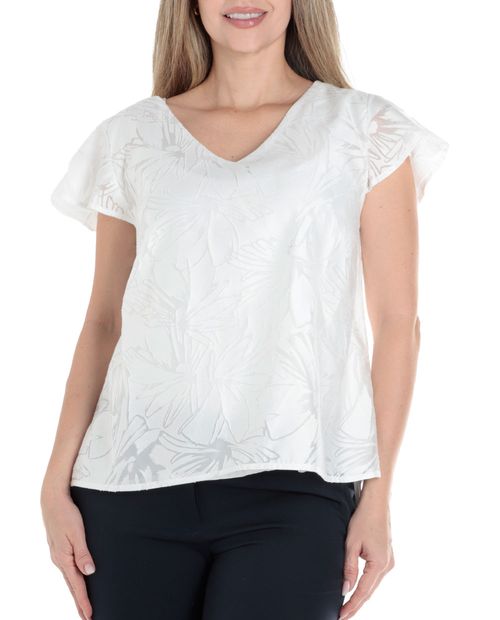 Blusa Nicolle casual blanca manga corta para mujer