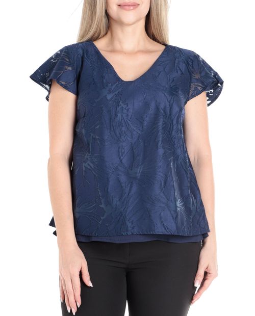 Blusa Nicolle casual azul manga corta para mujer