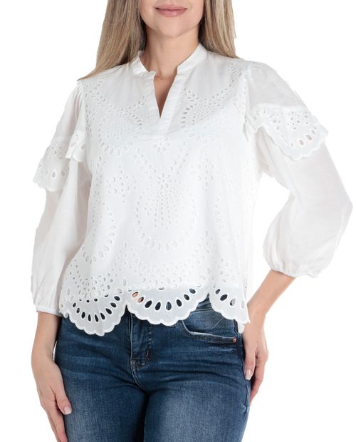 Blusa Unexpected casual blanca mangas 3/4 para mujer