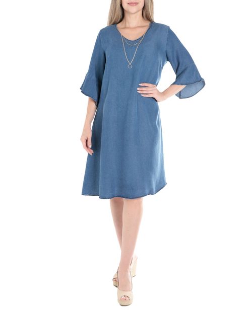 Vestido Unexpected shift azul mangas 3/4 para mujer