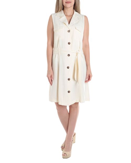 Vestido Unexpected casual beige sin mangas para mujer