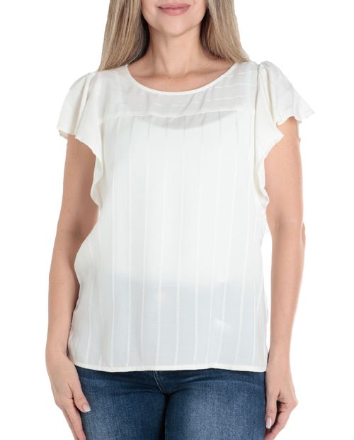 Blusa Sabrina casual blanca manga corta para mujer