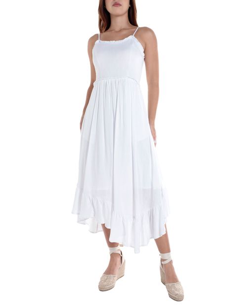 Vestido Orange midi blanco de tirantes para mujer