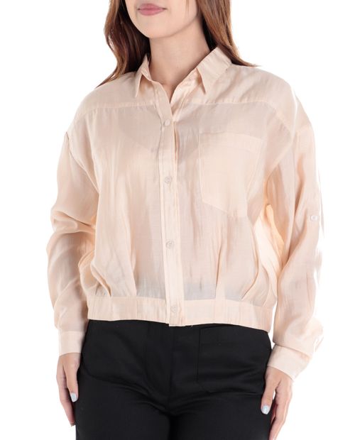 Blusa Unexpected camisera beige manga larga para mujer