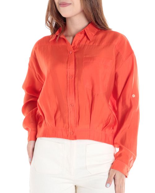 Blusa Unexpected camisera anaranjada manga larga para mujer