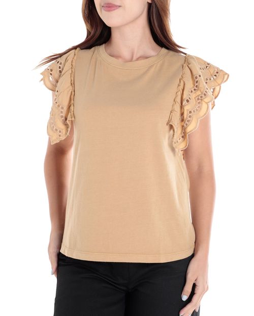 Blusa Unexpected casual beige manga corta para mujer