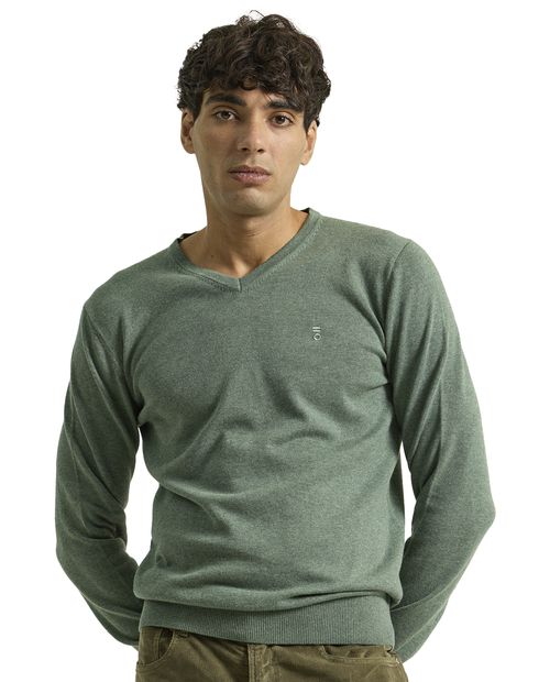 Suéter PuroEGO regular fit verde texturizado para hombre
