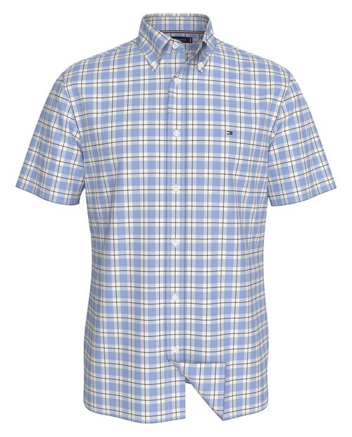 Camisa Tommy Hilfiger regular fit celeste cuadriculada para hombre