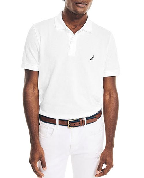 Camisa polo básica classic fit Nautica blanca sólida para hombre